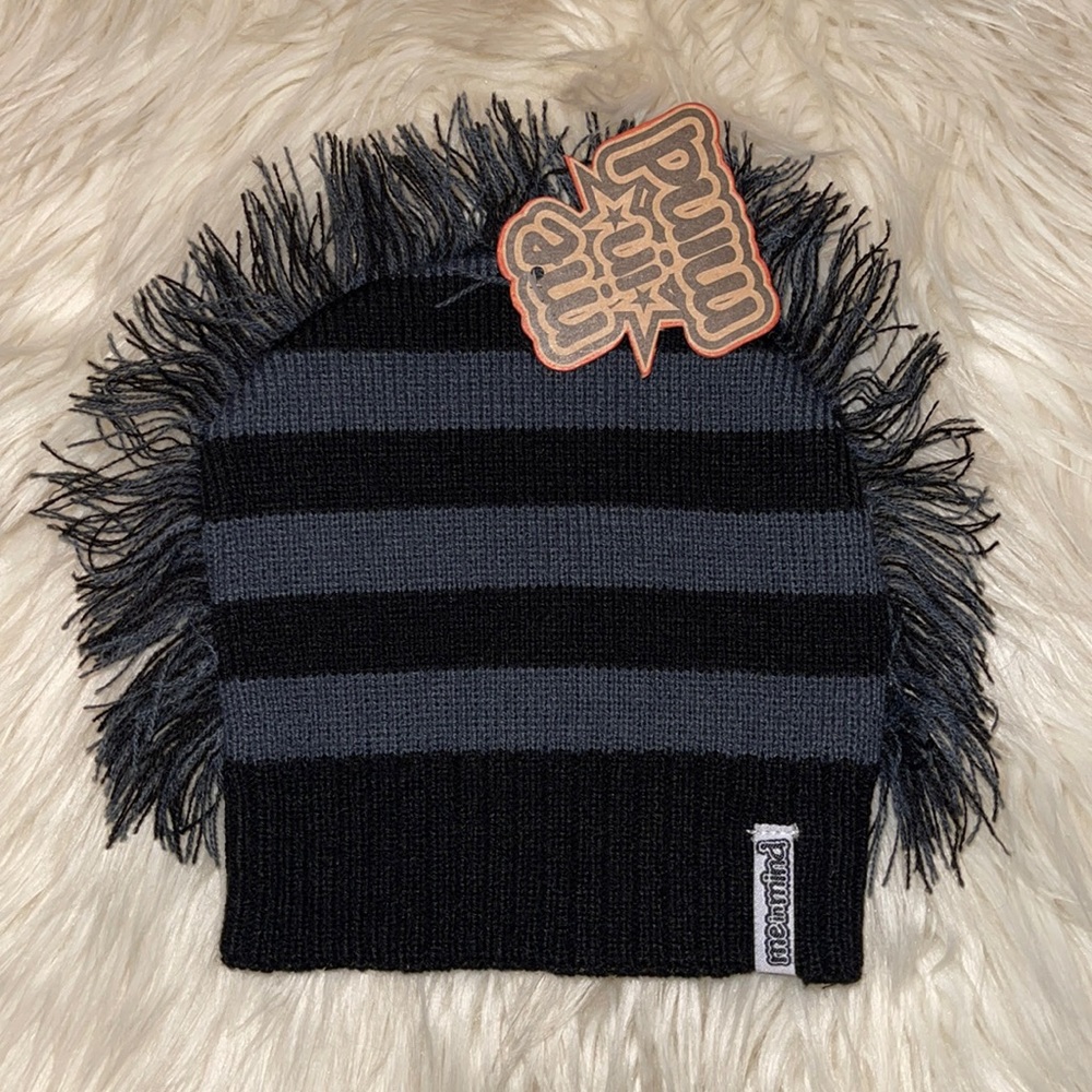 Black and Grey Mohawk Beanie